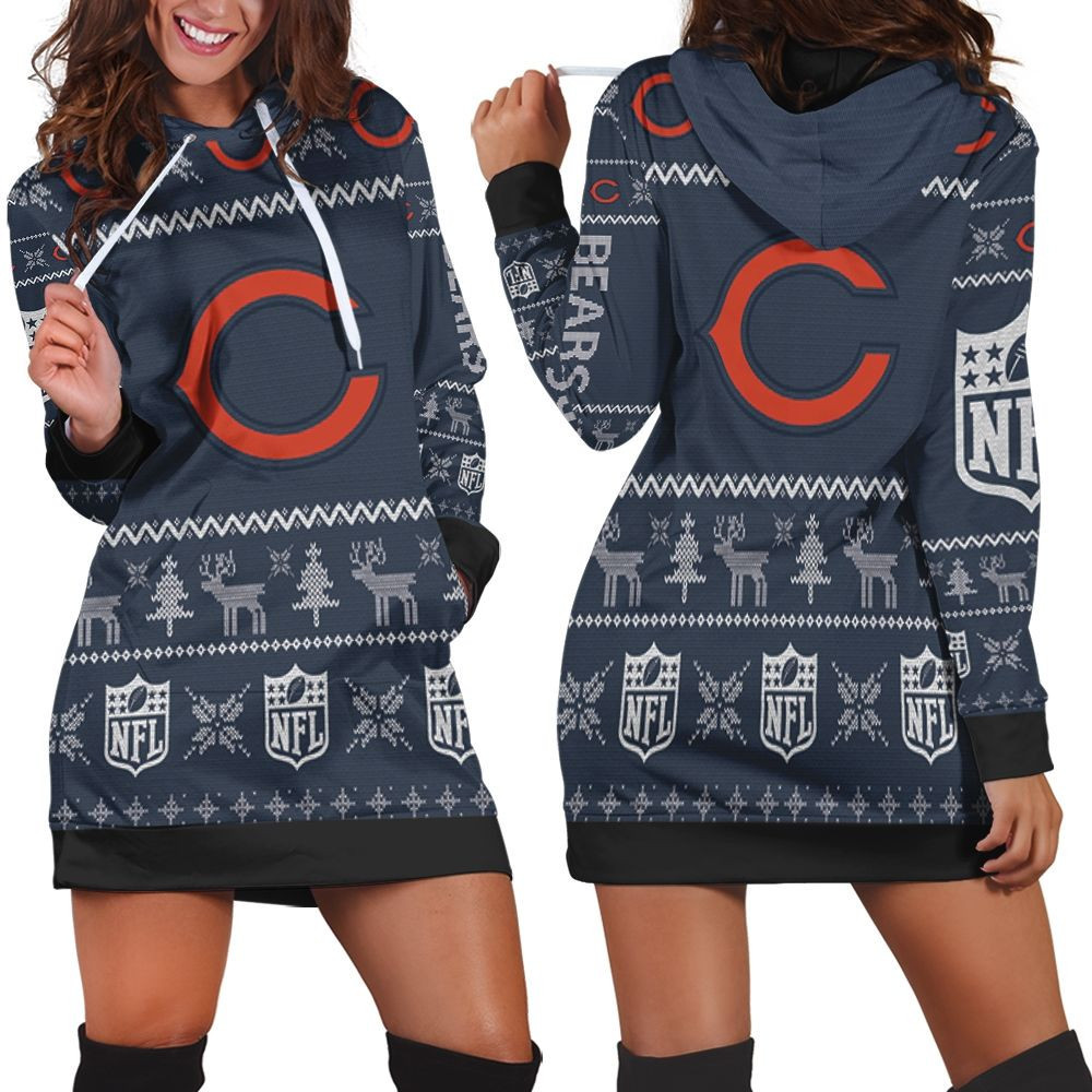 Chicago Bears Ugly Sweatshirt Christmas 3d Hoodie Dress For Women