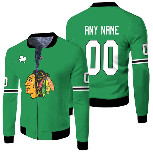 Chicago Blackhawks Nhl Ice Hockey Team 2020 Green Jersey Style Custom Gift For Blackhawks Fans Fleece Bomber Jacket