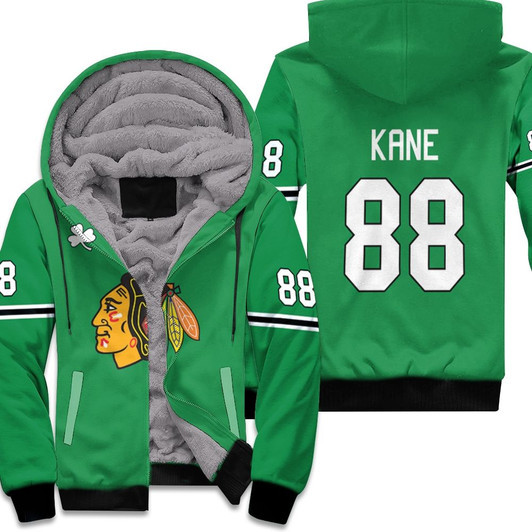 Chicago Blackhawks Patrick Kane 88 Nhl Ice Hockey Team 2020 Green Jersey Style Custom Gift For Blackhawks Fans Fleece Hoodie