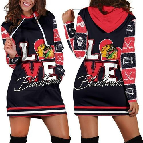 Chicago Blackhawks Womens Hoodie Dress Sweater Dress Sweatshirt Dress 3d All Over Print For Women Hoodie