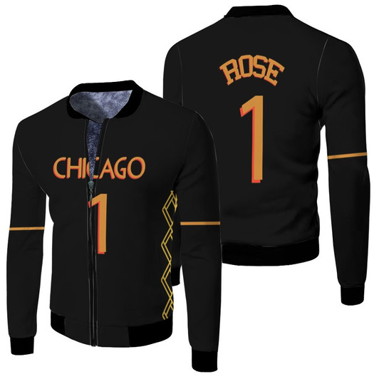 Chicago Bulls Derrick Rose 1 Nba Basketball Team 2020 New Arrival Black Jersey Style Gift For Bulls Fans Fleece Bomber Jacket