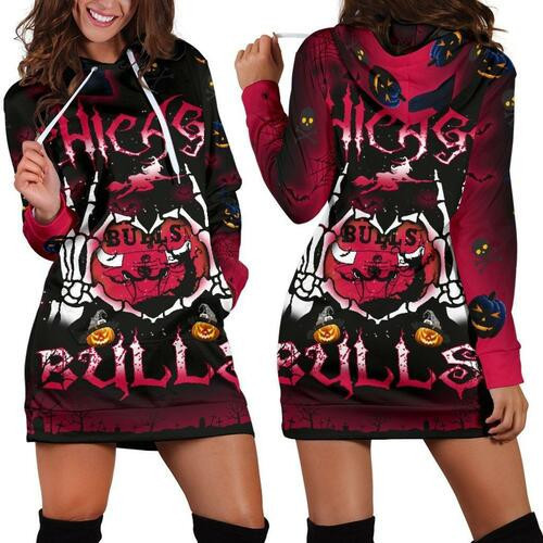 Chicago Bulls Hoodie Dress Sweater Dress Sweatshirt Dress 3d All Over Print For Women For Halloween Hoodie