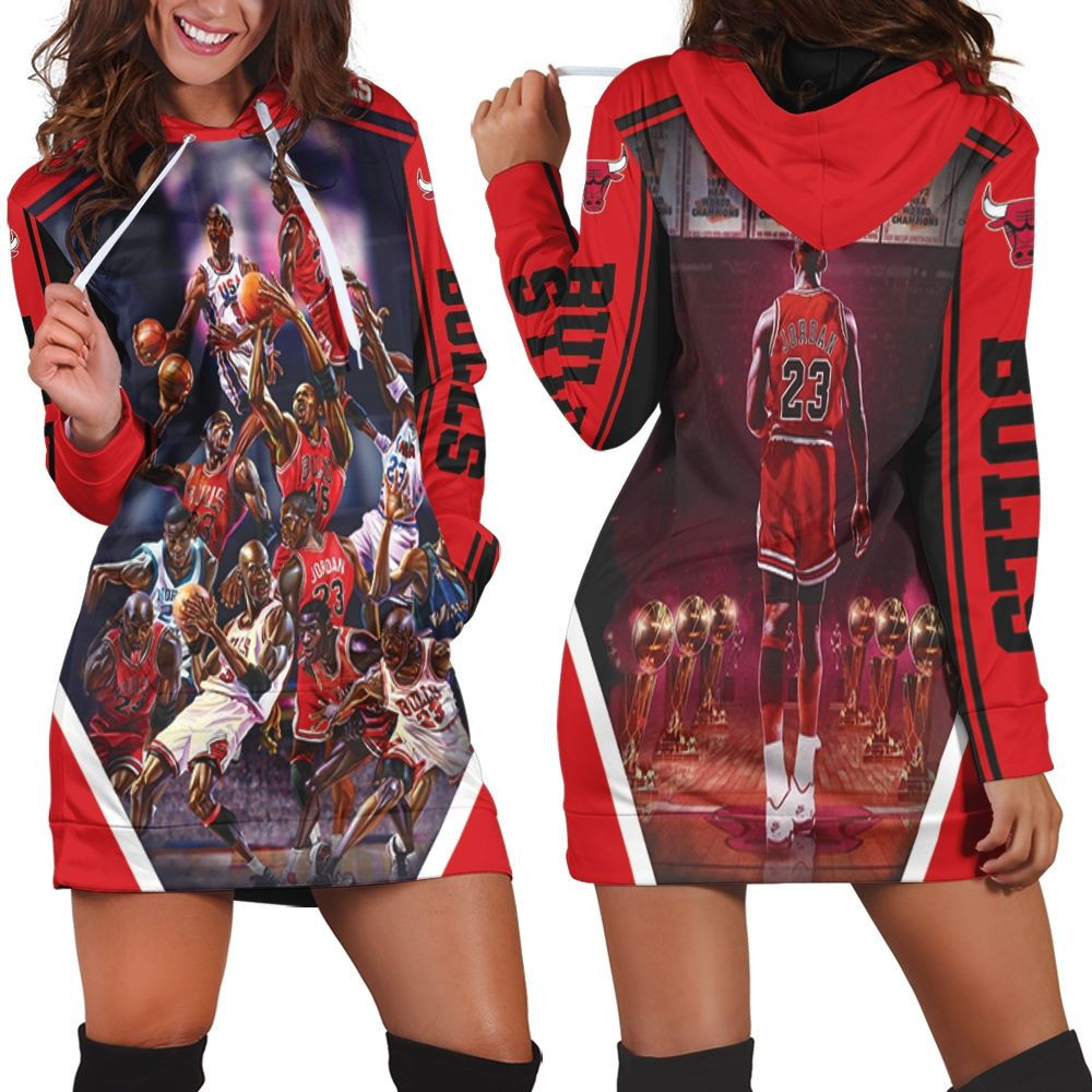 Chicago Bulls Legendary Player Michael Jordan 23 Hoodie Dress Sweater Dress Sweatshirt Dress