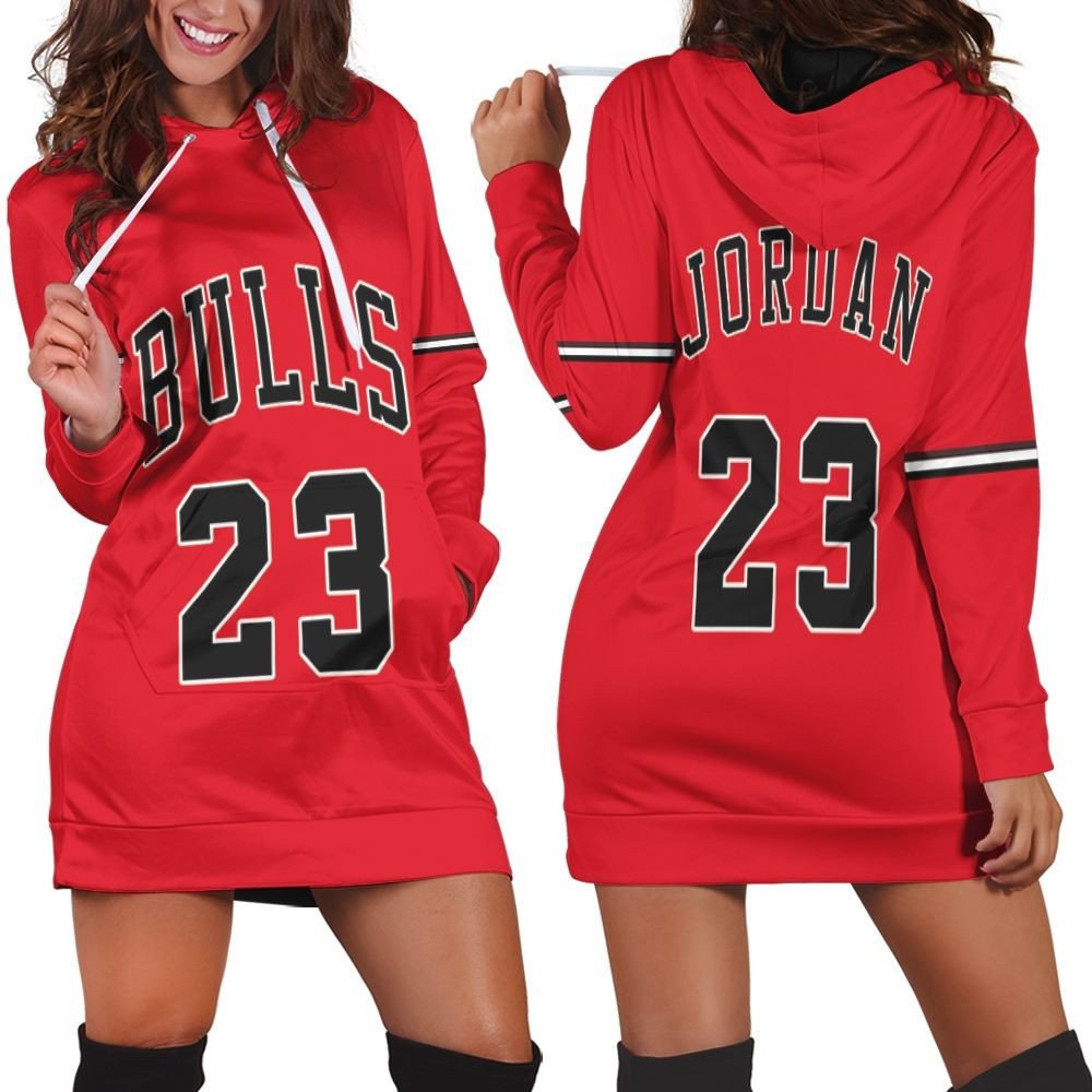 Chicago Bulls Michael Jordan 23 Nba Throwback Red Jersey Inspired Hoodie Dress Sweater Dress Sweatshirt Dress