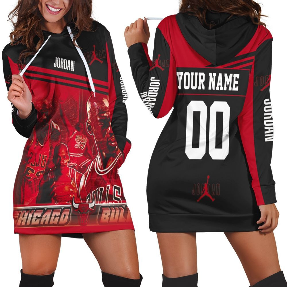 Chicago Bulls Michael Jordan 23 Personalized Hoodie Dress Sweater Dress Sweatshirt Dress