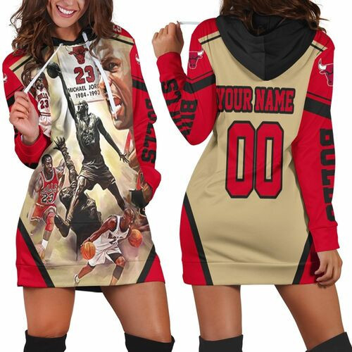 Chicago Bulls Michael Jordan Legend 23 Slam Dunk Personalized Hoodie Dress Sweater Dress Sweatshirt Dress