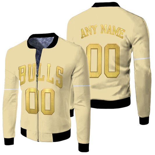 Chicago Bulls Nba Basketball 2020 New Arrival Gold Jersey Style Custom Gift For Bulls Fans Fleece Bomber Jacket