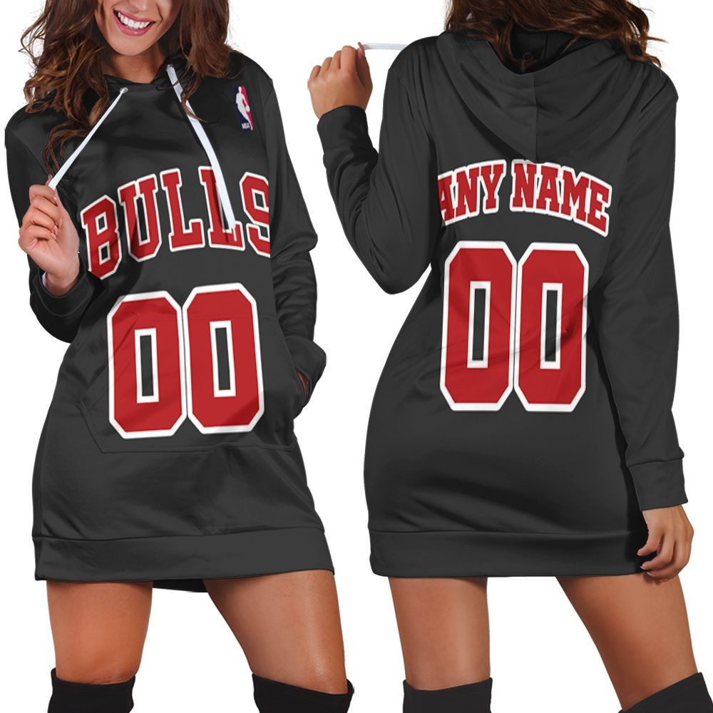 Chicago Bulls Nba Basketball Team Throwback Black Jersey Style Custom Gift For Bulls Fans Hoodie Dress Sweater Dress Sweatshirt Dress