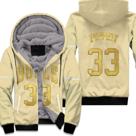 Chicago Bulls Scottie Pippen 33 Nba Basketball 2020 New Arrival Gold Jersey Style Gift For Bulls Fans Fleece Hoodie