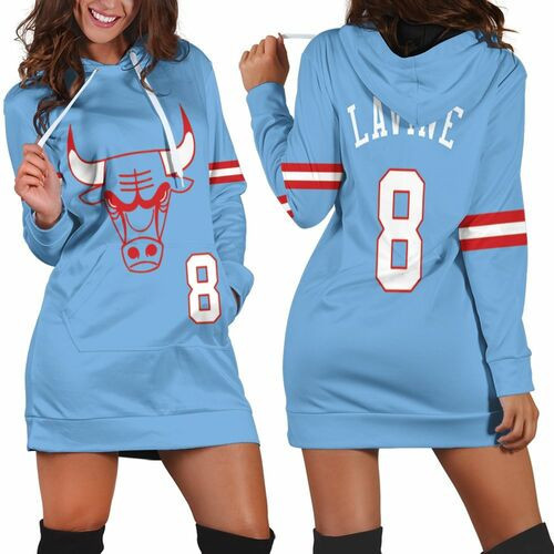 Chicago Bulls Zach Lavine 8 2020 City Edition Blue Jersey Inspired Hoodie Dress Sweater Dress Sweatshirt Dress