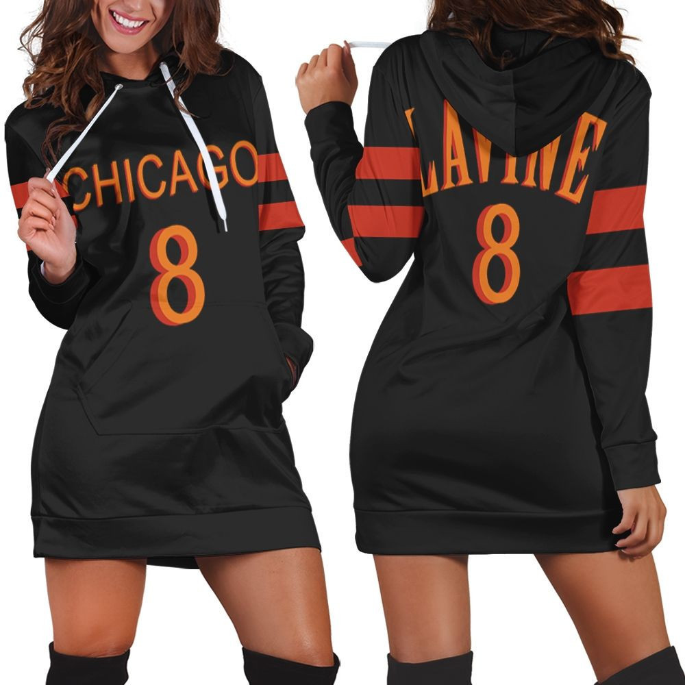 Chicago Bulls Zach Lavine 8 2020 Nba Black Jersey Hoodie Dress Sweater Dress Sweatshirt Dress