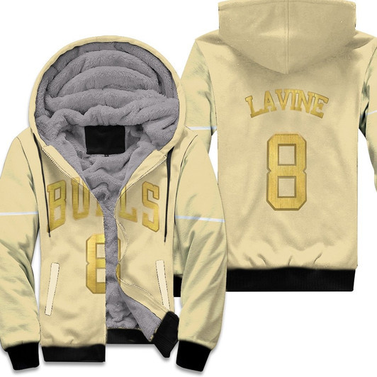 Chicago Bulls Zach Lavine 8 Nba Basketball 2020 New Arrival Gold Jersey Style Gift For Bulls Fans Fleece Hoodie