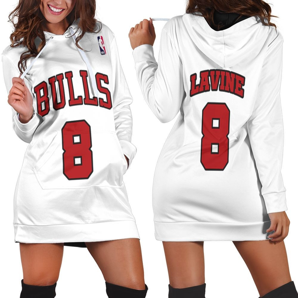 Chicago Bulls Zach Lavine 8 Nba Great Player Throwback White Jersey Style Gift For Bulls Fans Hoodie Dress Sweater Dress Sweatshirt Dress