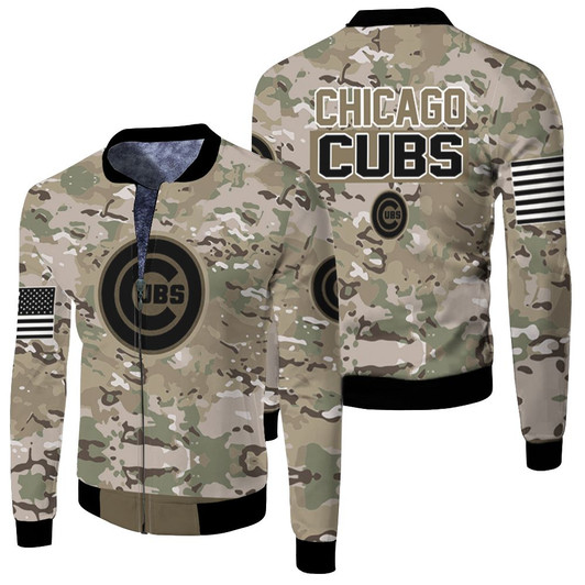 Chicago Cubs Camouflage Veteran Fleece Bomber Jacket