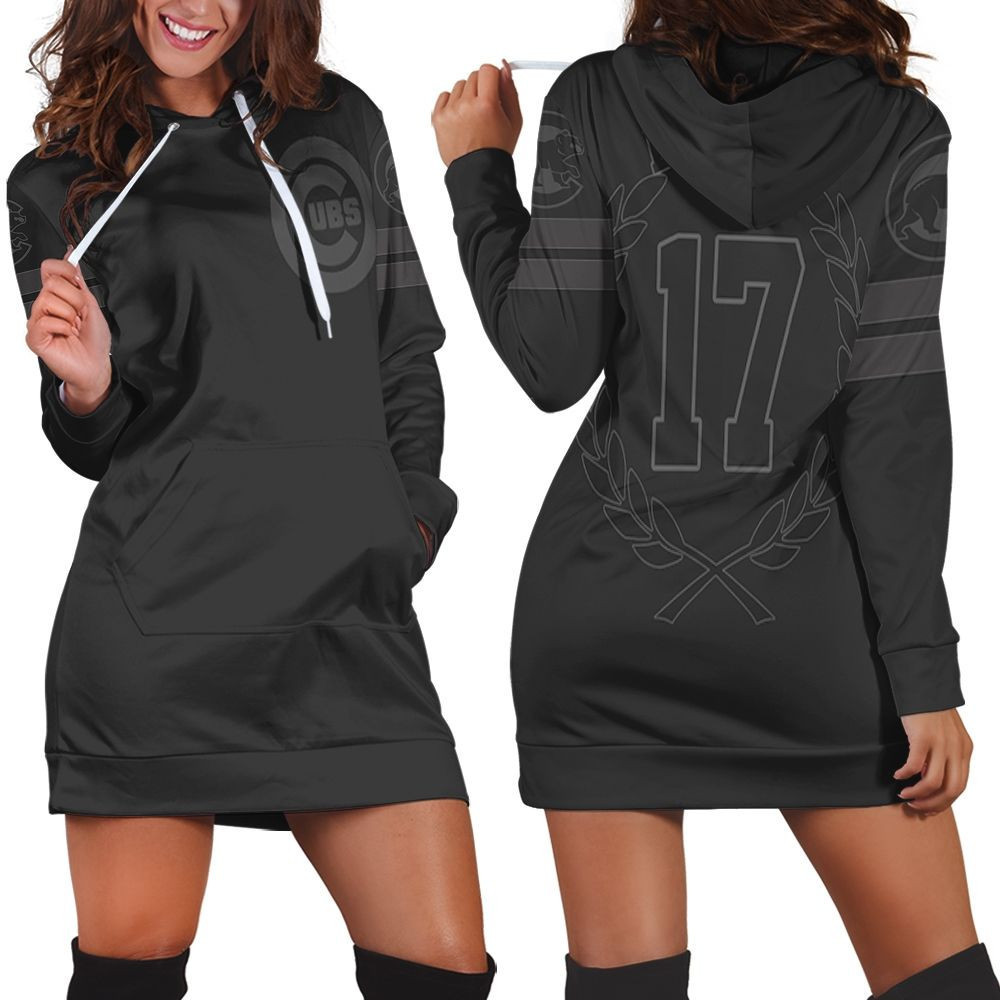 Chicago Cubs Kris Bryant 17 2020 Mlb Black Jersey Inspired Style Hoodie Dress Sweater Dress Sweatshirt Dress