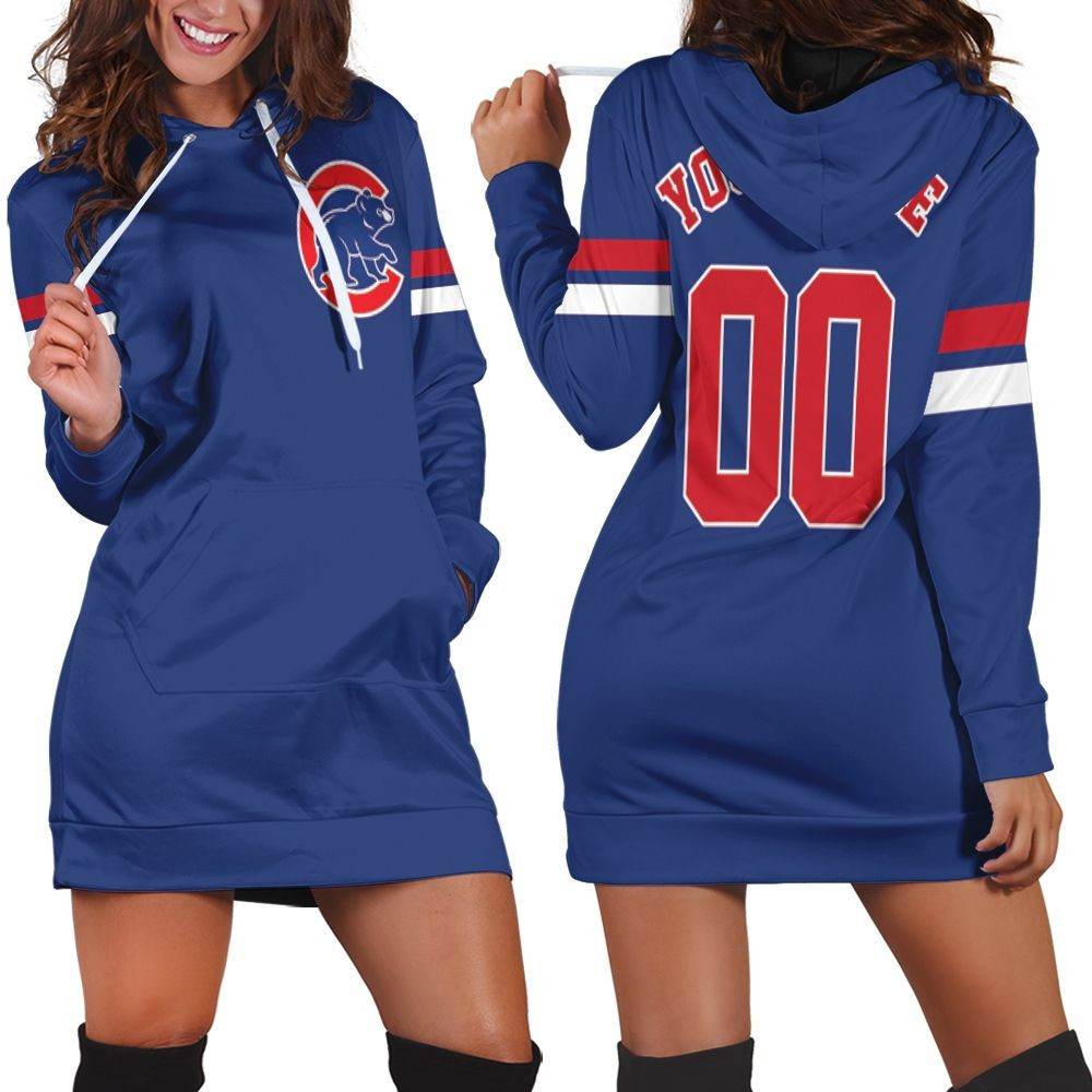 Chicago Cubs Personalized Custom Royal 2019 Jersey Inspired Style Hoodie Dress Sweater Dress Sweatshirt Dress