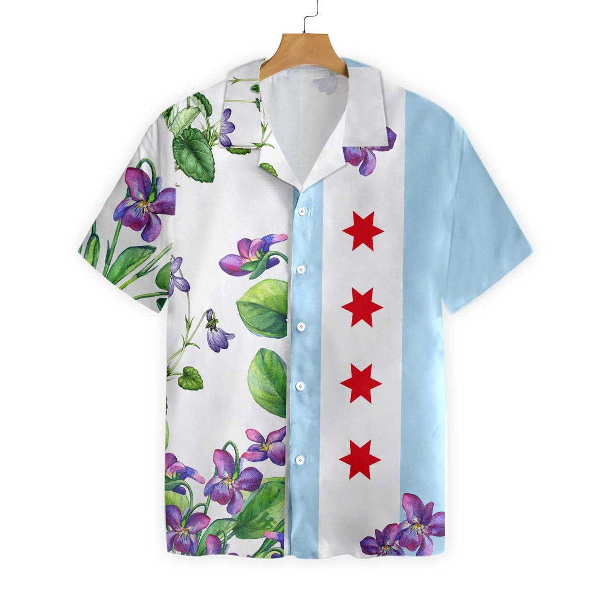 Chicago Flag Viola sororia Hawaiian Shirt