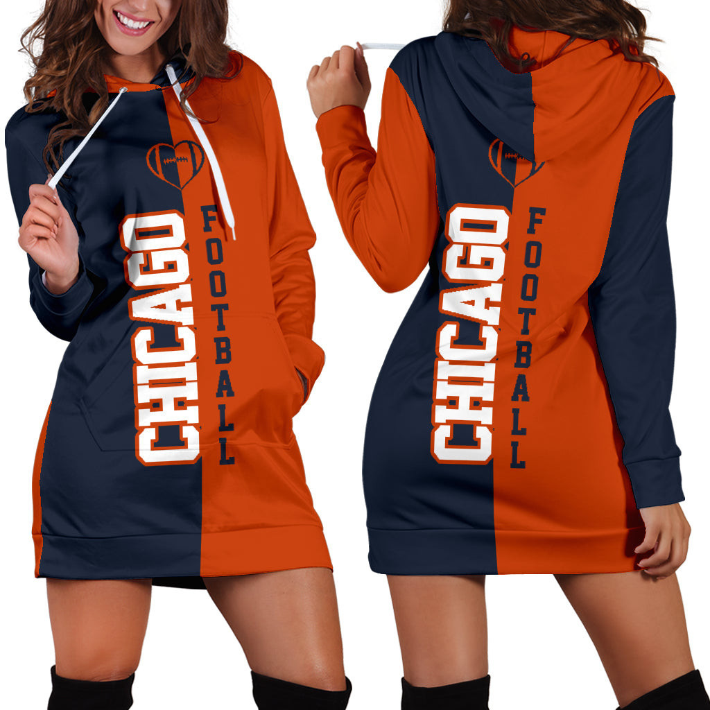 Chicago Football Hoodie Dress 3d All Over Print For Women Hoodie