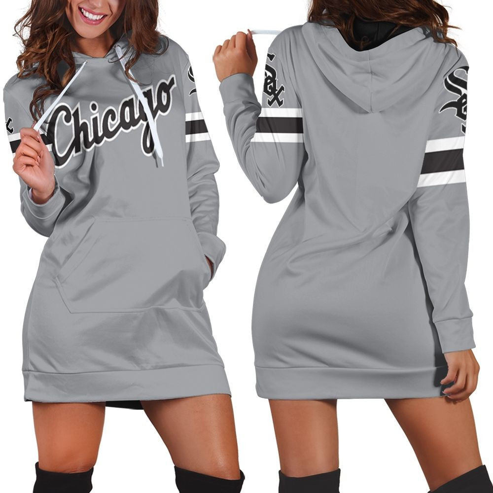 Chicago White Sox 2020 Mlb Dark Grey Jersey Inspired Style Hoodie Dress Sweater Dress Sweatshirt Dress