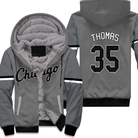 Chicago White Sox Frank Thomas 35 Baseball Team 2020 Mlb Dark Grey Jersey Style Gift For Chicago Fans Fleece Hoodie