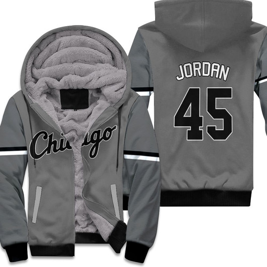 Chicago White Sox Michael Jordan 45 Baseball Team 2020 Mlb Dark Grey Jersey Style Gift For Chicago Fans Fleece Hoodie