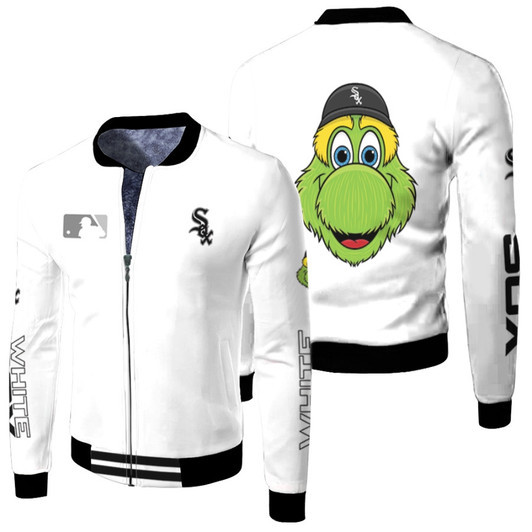 Chicago White Sox Mlb Baseball Team Southpaw Logo White Fleece Bomber Jacket