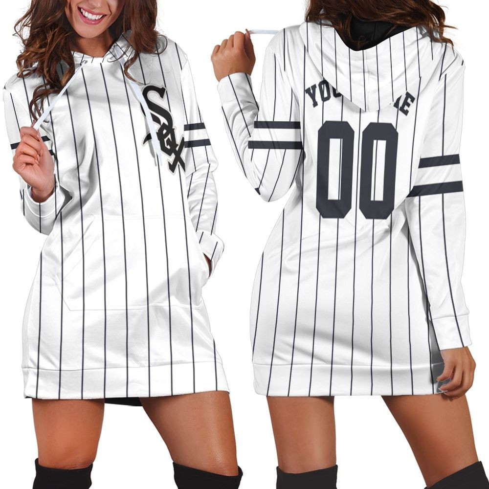 Chicago White Sox Personalized Custom White Black 2019 Jersey Inspired Style Hoodie Dress Sweater Dress Sweatshirt Dress