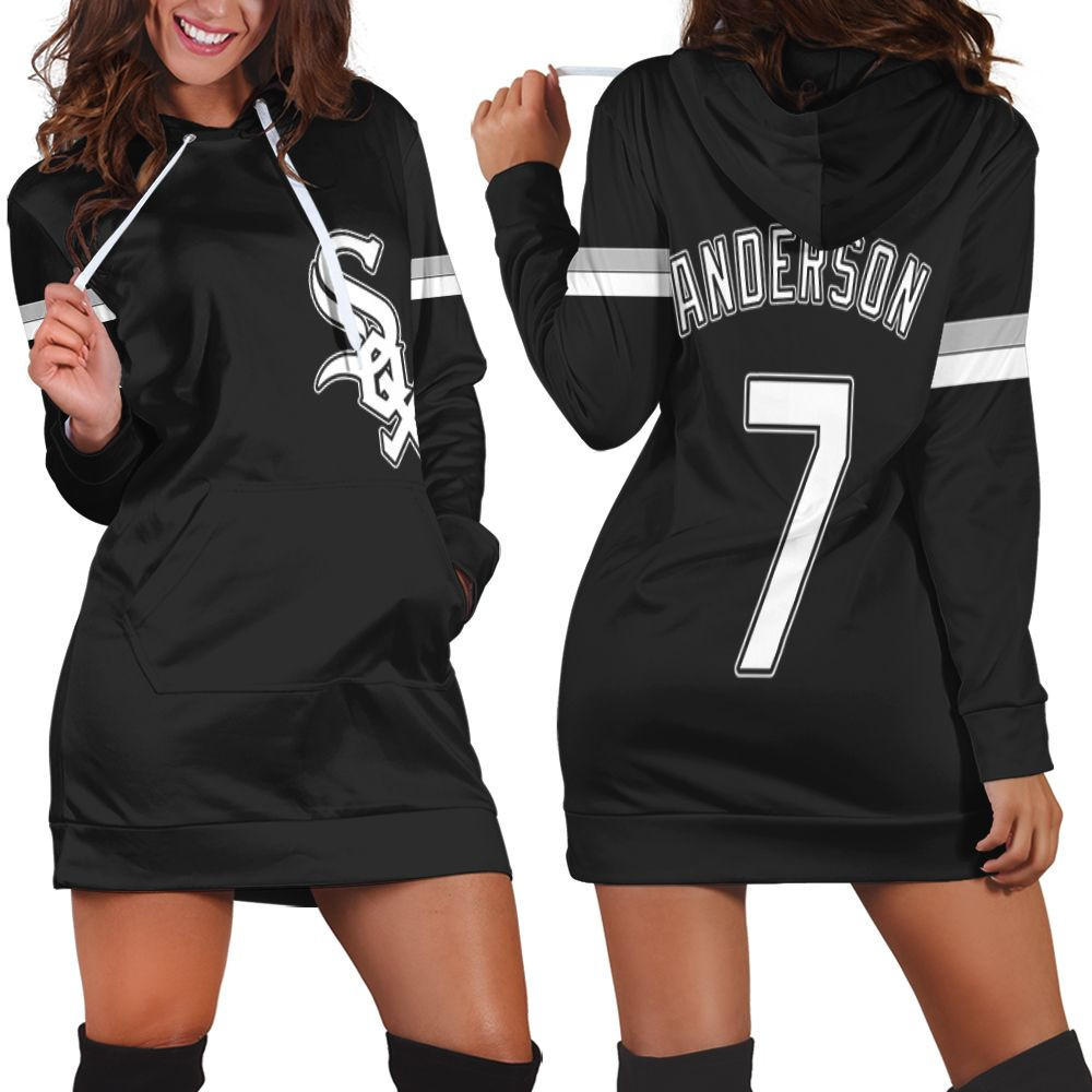 Chicago White Sox Tim Anderson 7 2020 Mlb Team Black Jersey Inspired Style Hoodie Dress Sweater Dress Sweatshirt Dress