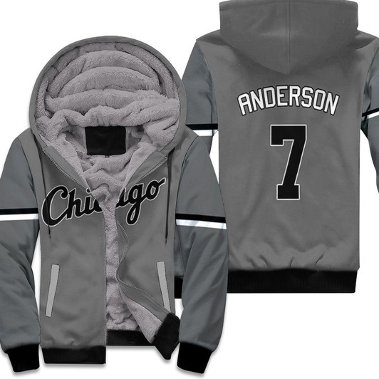 Chicago White Sox Tim Anderson 7 Baseball Team 2020 Mlb Dark Grey Jersey Style Gift For Chicago Fans Fleece Hoodie