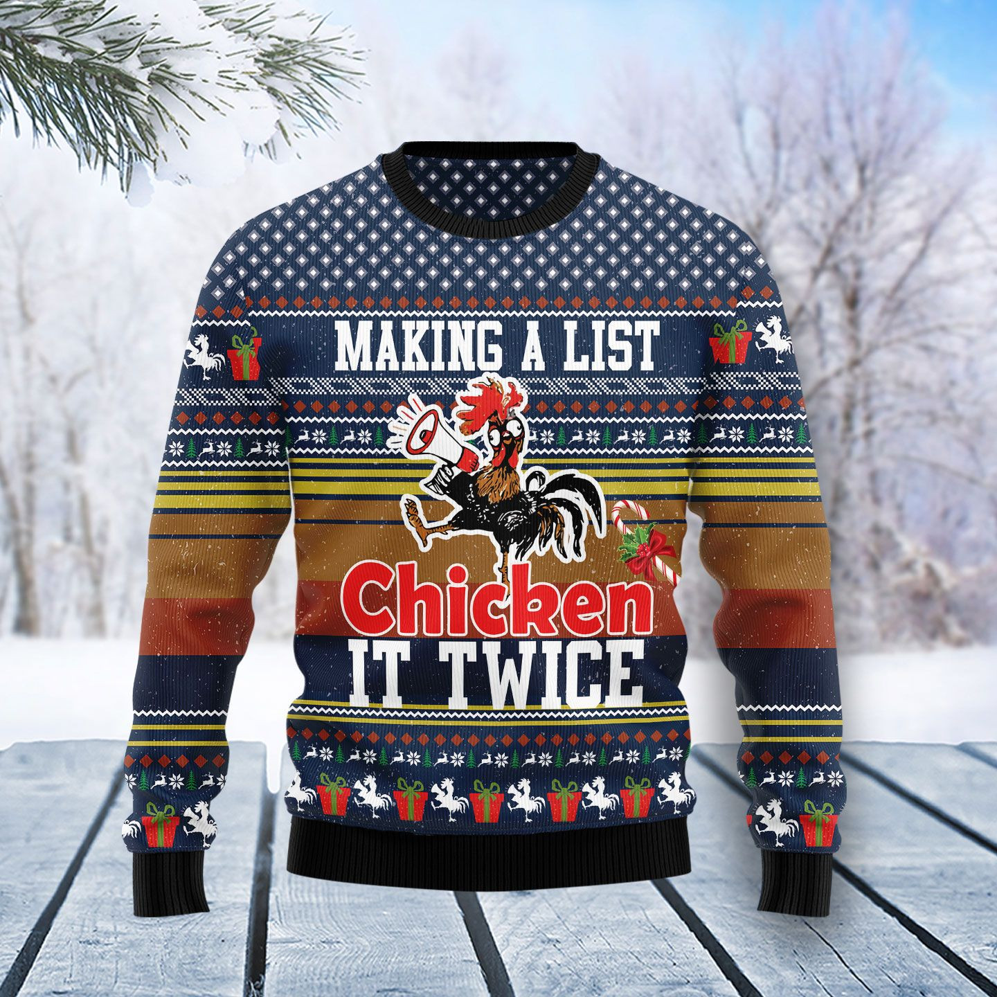 Chicken It Twice Ugly Christmas Sweater Ugly Sweater For Men Women