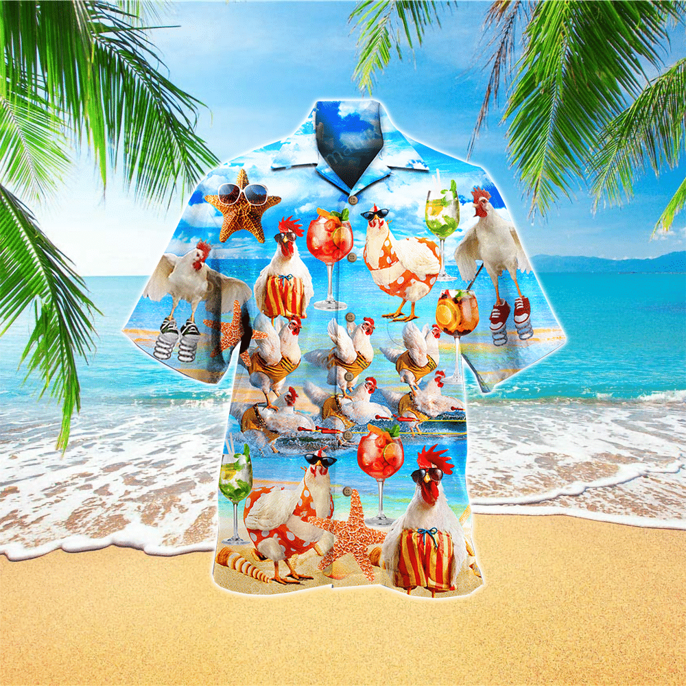 Chicken On The Beach Hawaiian Shirt for Men and Women