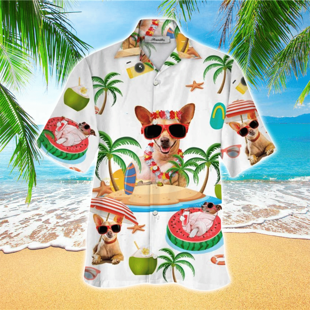 Chihuahua Apparel Chihuahua Hawaiian Button Up Shirt for Men and Women