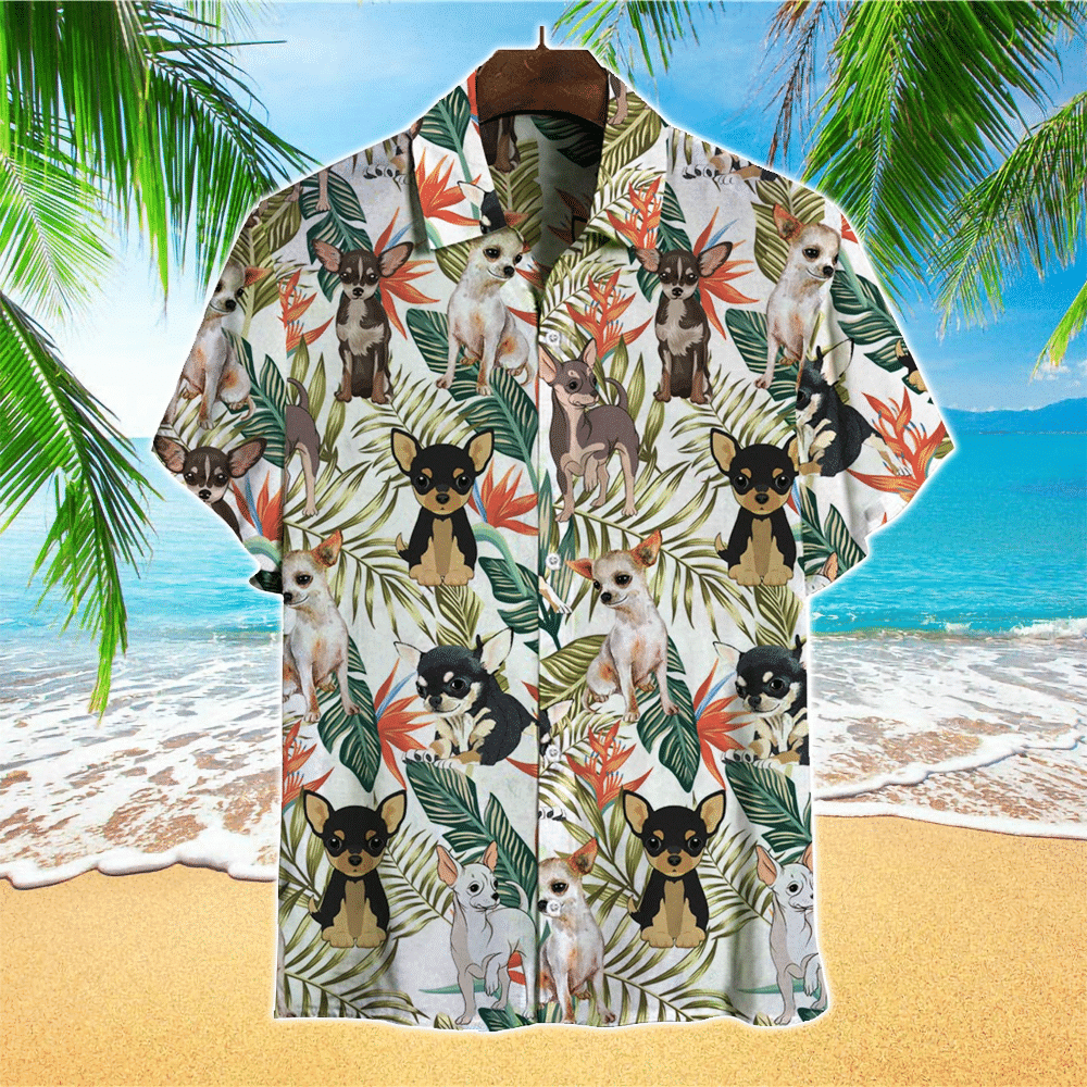 Chihuahua Apparel Chihuahua Hawaiian Button Up Shirt for Men and Women