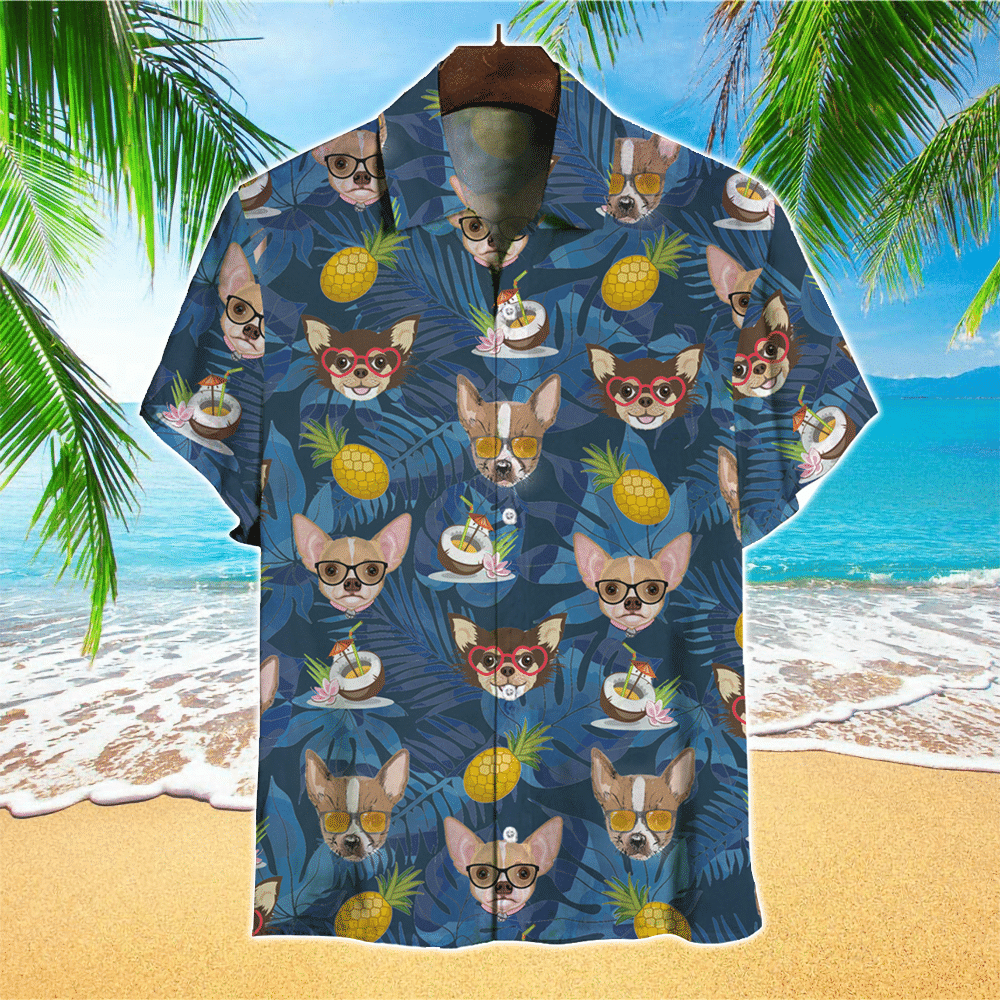 Chihuahua Apparel Chihuahua Hawaiian Button Up Shirt for Men and Women