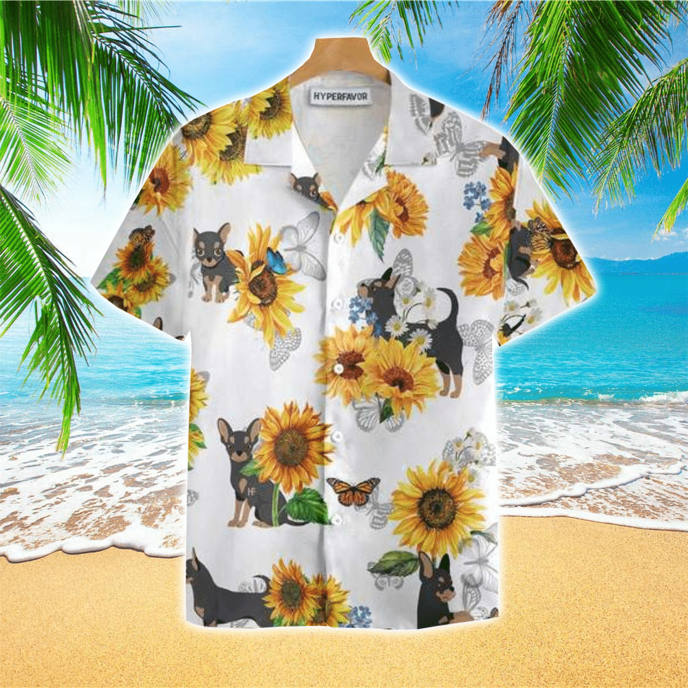 Chihuahua Apparel Chihuahua Hawaiian Button Up Shirt for Men and Women