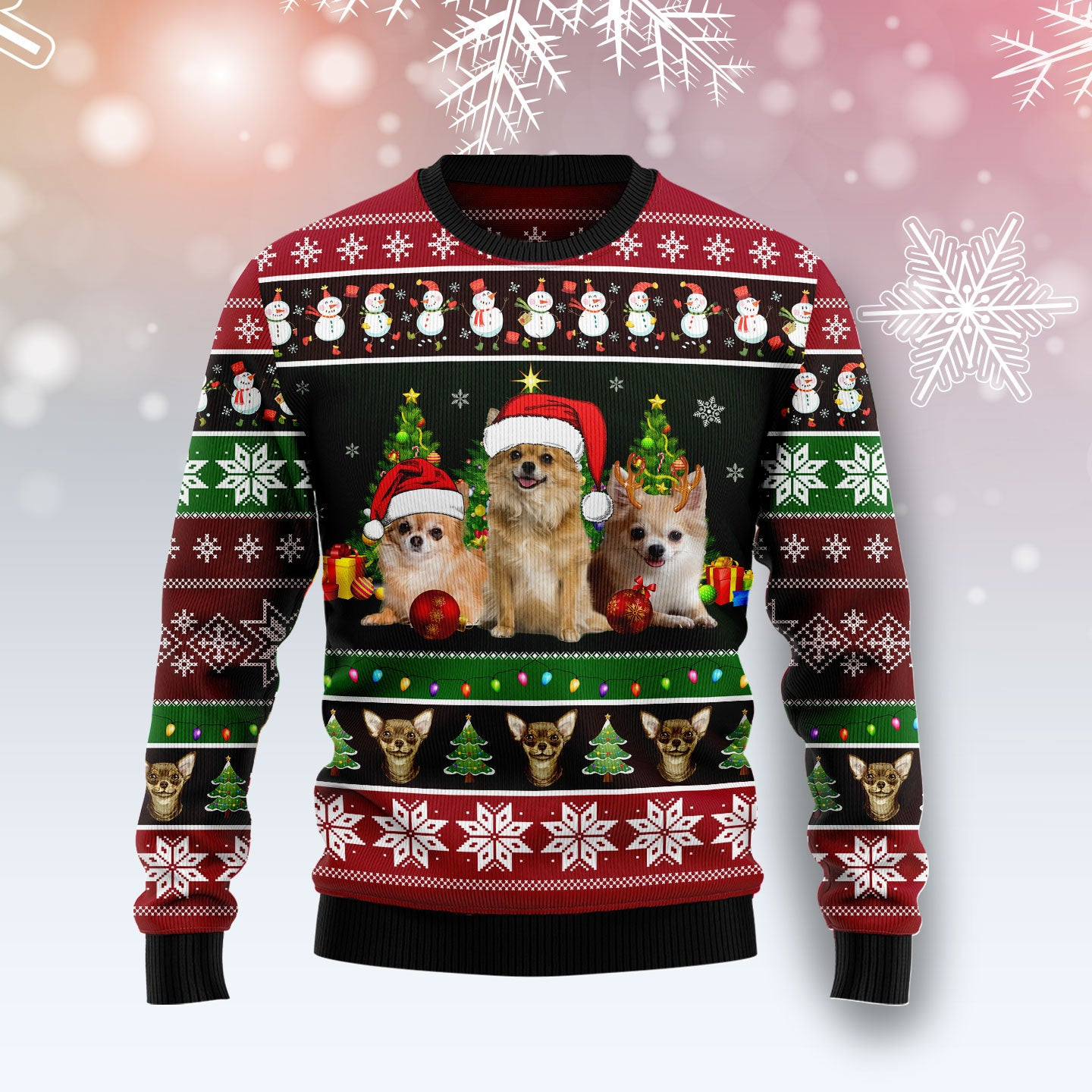 Chihuahua Group Beauty Ugly Christmas Sweater