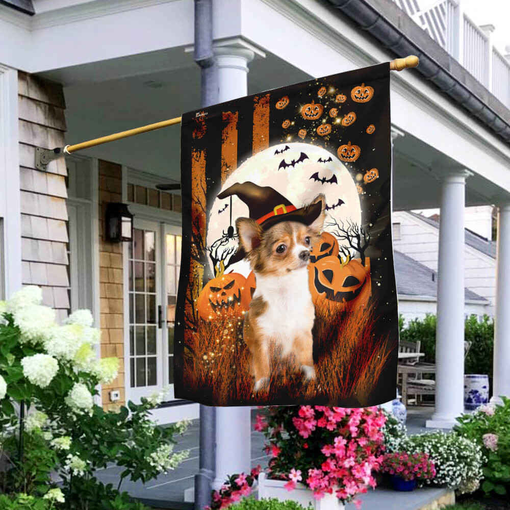 Chihuahua Happy Halloween Flag Halloween Outdoor Decor Fall Yard House Decoration