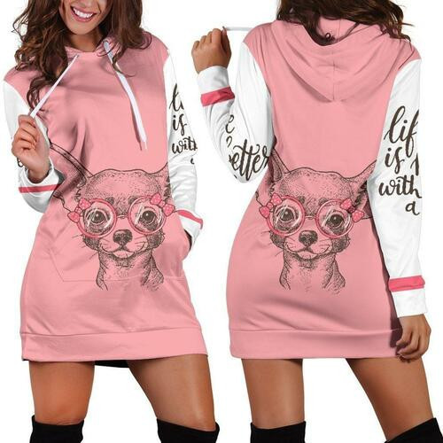 Chihuahua Hoodie Dress Sweater Dress Sweatshirt Dress 3d All Over Print For Women Hoodie