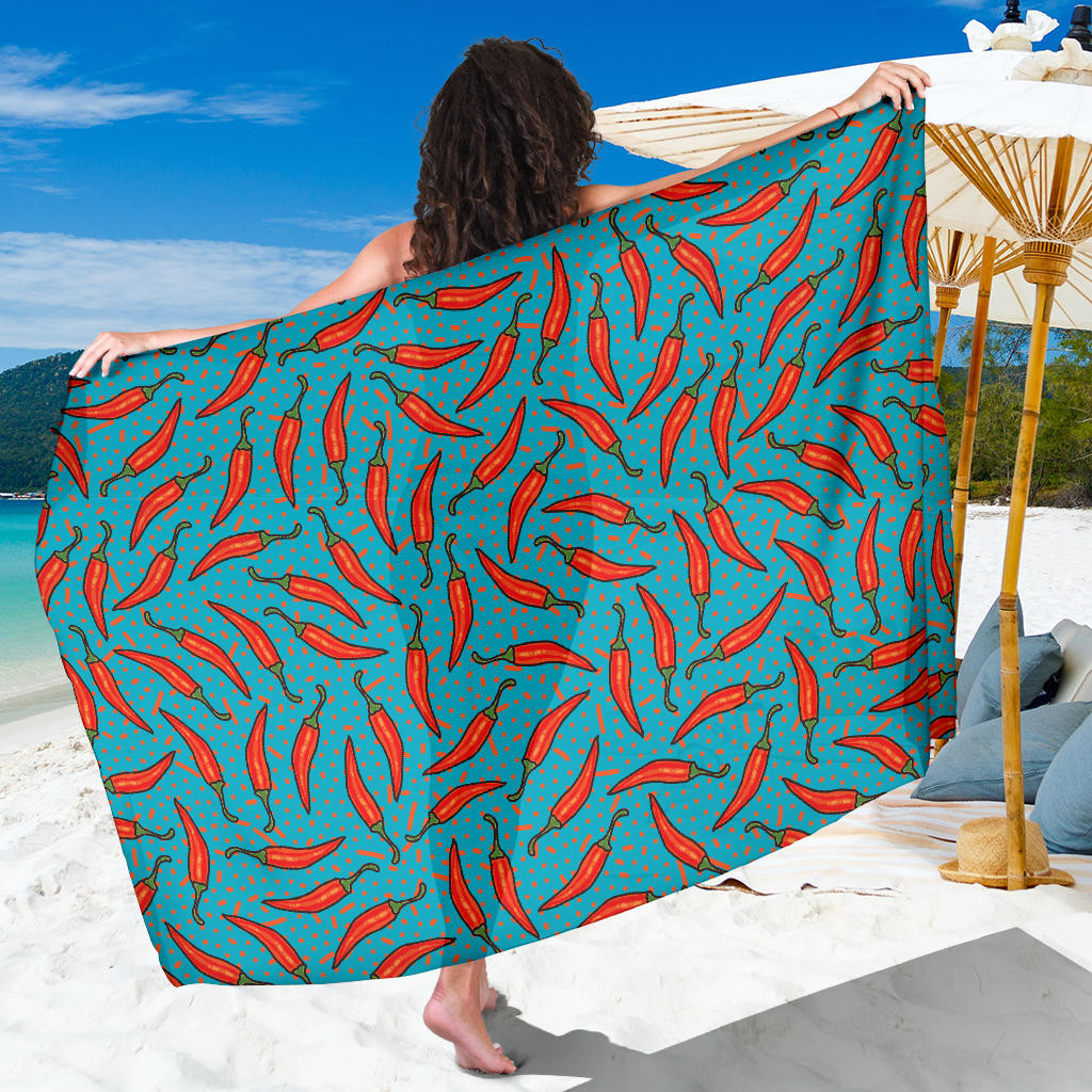 Chilli Pepper Pattern Print Sarong Cover Up Chilli Pepper Pareo Wrap Skirt Dress