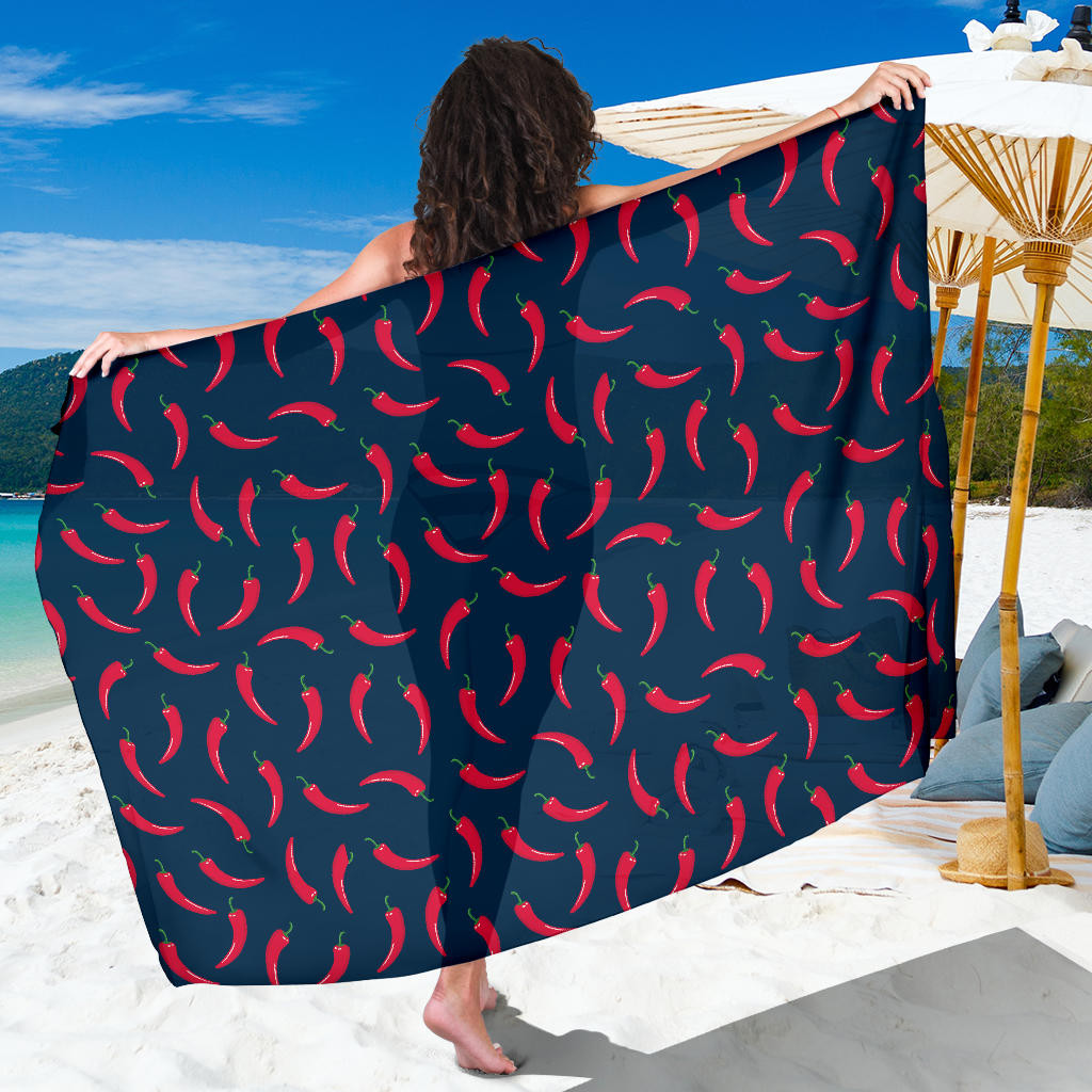 Chilli Pepper Pattern Print Sarong Cover Up Chilli Pepper Pareo Wrap Skirt Dress