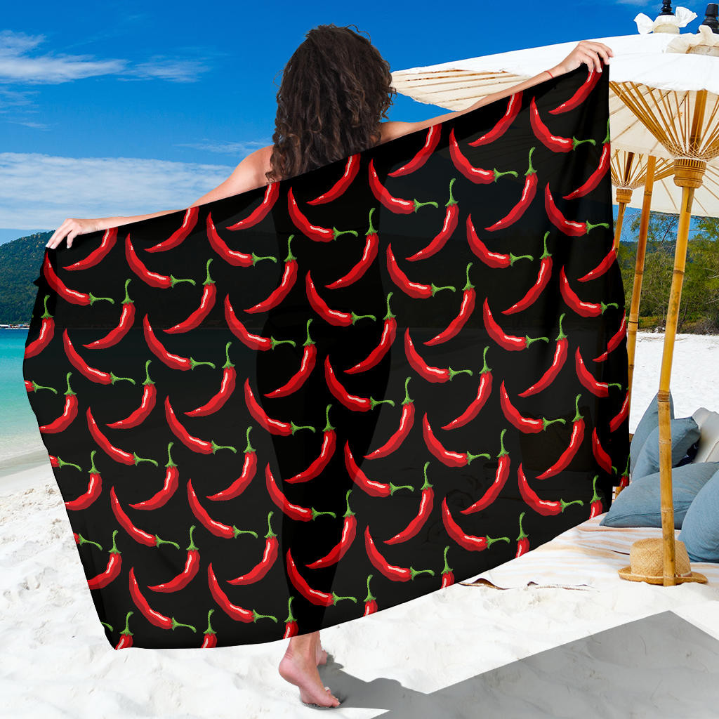 Chilli Pepper Pattern Print Sarong Cover Up Chilli Pepper Pareo Wrap Skirt Dress