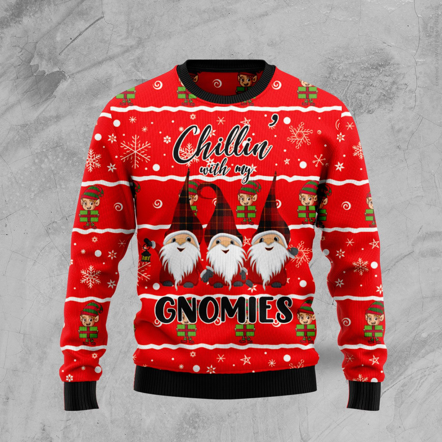 Chillin With My Gnomies Ugly Christmas Sweater Ugly Sweater For Men Women