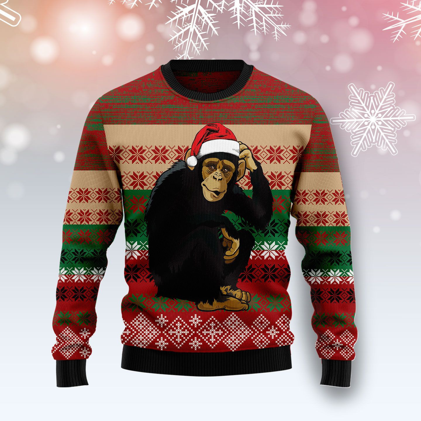 Chimpanzee Ugly Christmas Sweater Ugly Sweater For Men Women