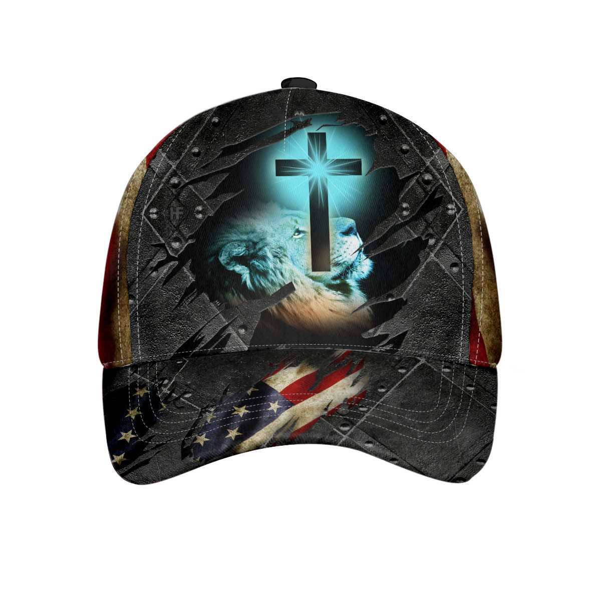 Christian Lion  Cross Classic Cap American Flag Jesus Cross Baseball Cap