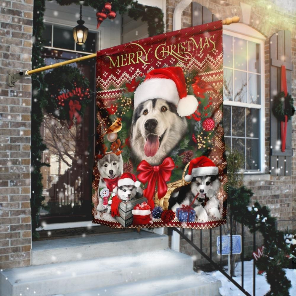 Christmas Begins With Husky Xmas Garden Flag House Flag