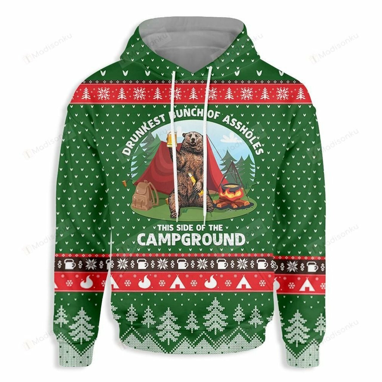 Christmas Camping Drunkest Bunch Of Assholes 3d All Over Print Hoodie