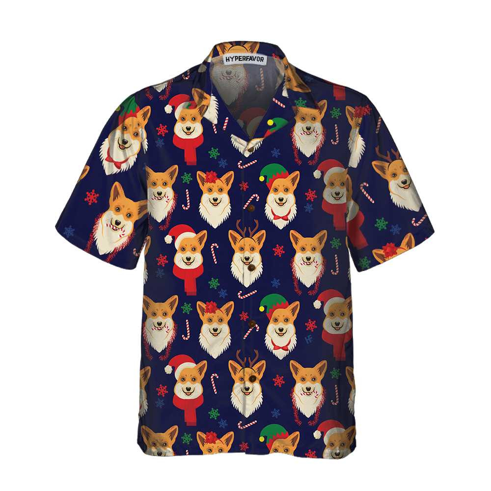 Christmas Corgis Pattern Hawaiian Shirt Funny Corgi Dog Christmas Shirt Christmas Gift For Dog Lovers