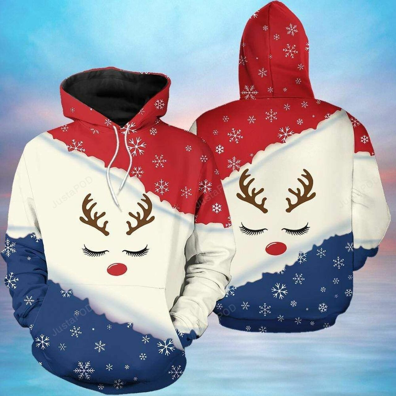 Christmas Deer Snowflake For Unisex 3d All Over Print Hoodie