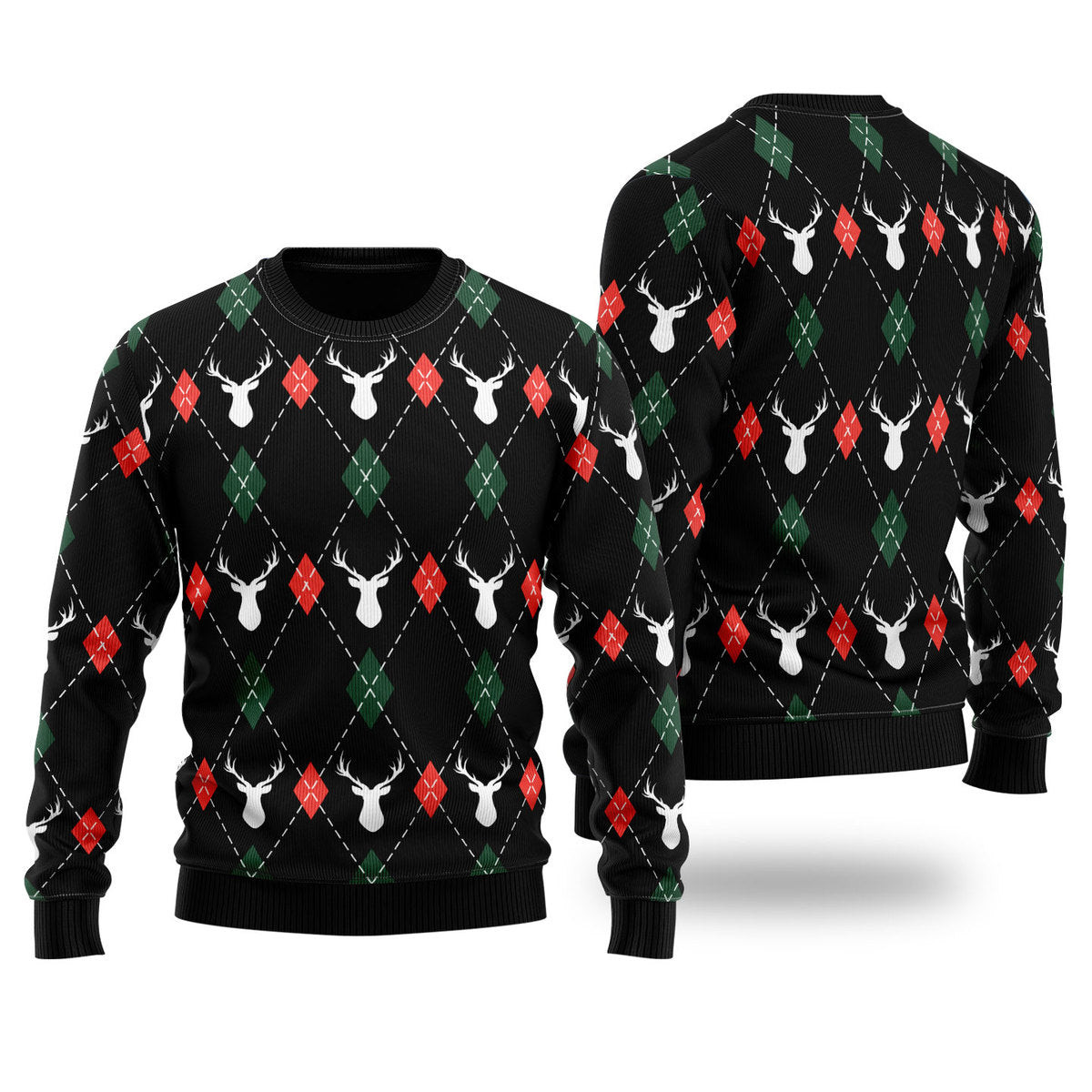 Christmas Deers Argyle Ugly Christmas Sweater Ugly Sweater For Men Women