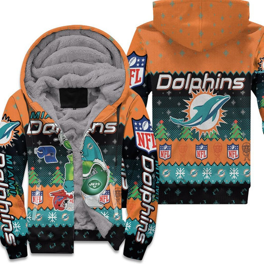 Christmas Dolphins Grinch In Toilet Christmas Knitting Pattern Sweatshirt 3D Fleece Hoodie